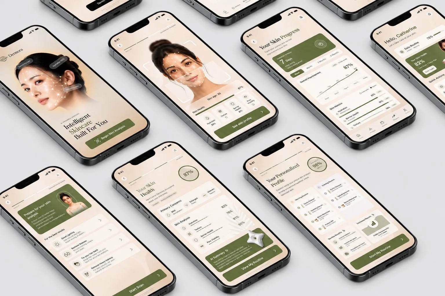 Finished app screens